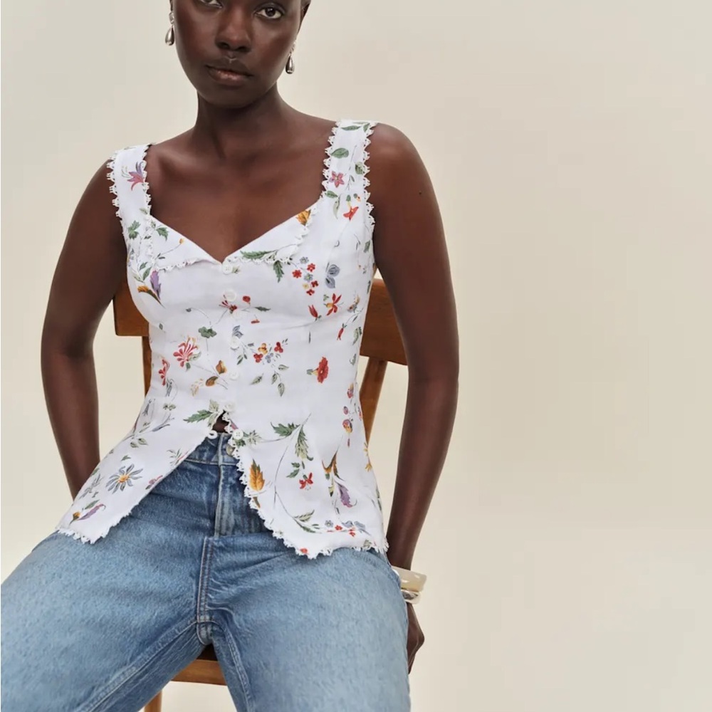 Reformation Viola Linen Top Corsini